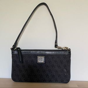Dooney and Burke Grey Denim and Leather Wristlet